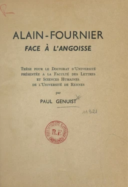 Alain-Fournier face à l'angoisse