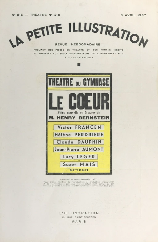 Le cœur - Henry Bernstein - FeniXX réédition numérique