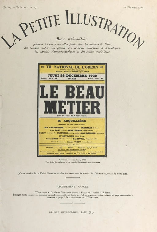 Le beau métier - Henri Clerc - FeniXX réédition numérique