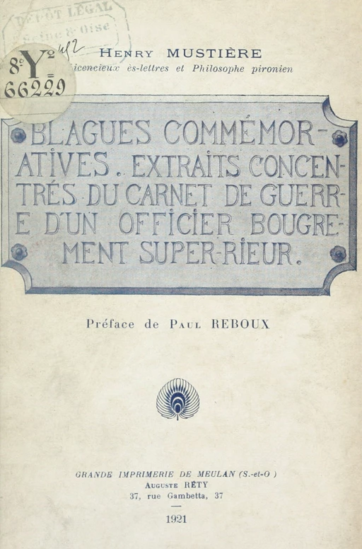 Blagues commémoratives - Henry Mustière - FeniXX réédition numérique