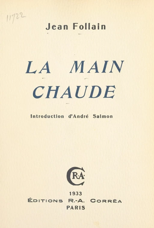 La main chaude - Jean Follain - FeniXX réédition numérique