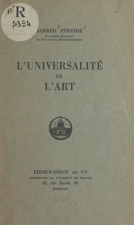 L'universalité de l'art - Alfred Péreire - FeniXX réédition numérique