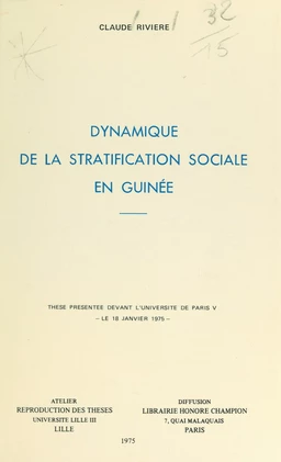 Dynamique de la stratification sociale en Guinée