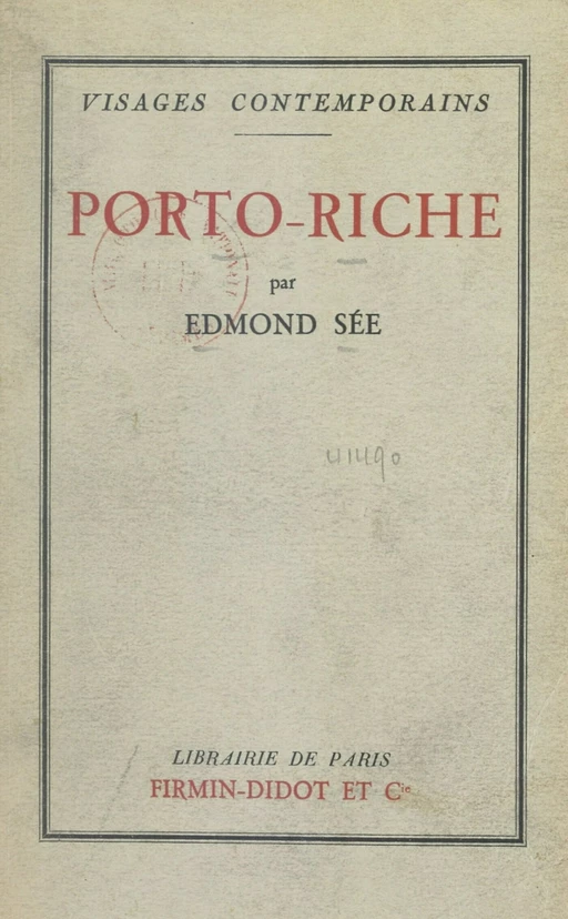 Porto-Riche - Edmond Sée - FeniXX réédition numérique