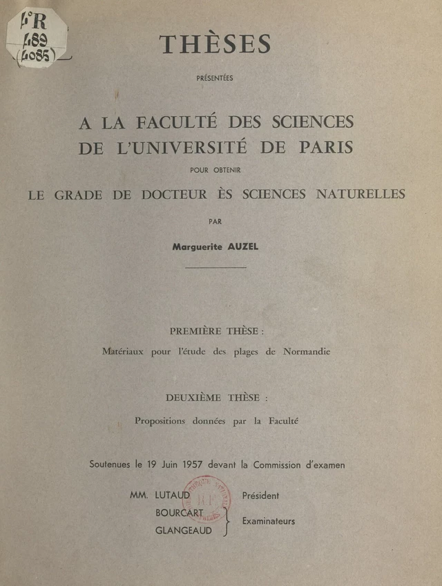 Matériaux pour l'étude des plages de Normandie - Marguerite Auzel - FeniXX réédition numérique