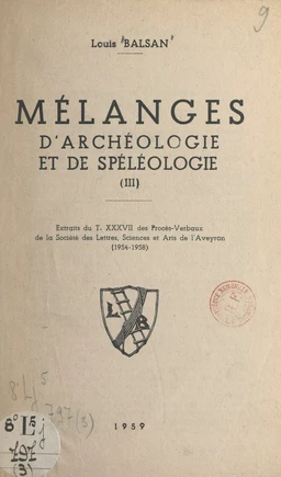 Mélanges d'archéologie et de spéléologie (3)