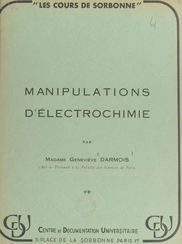 Manipulations d'électrochimie