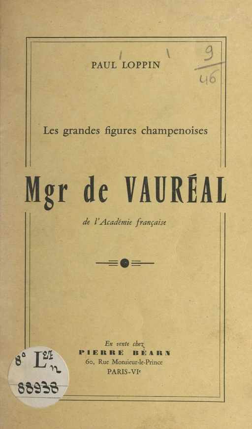 Mgr de Vauréal de l'Académie française - Paul Loppin - FeniXX réédition numérique