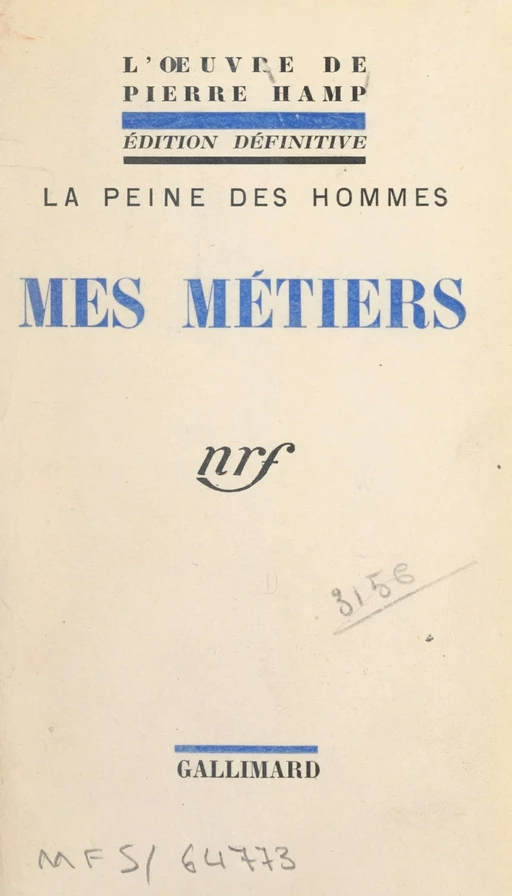 Mes métiers - Pierre Hamp - FeniXX réédition numérique