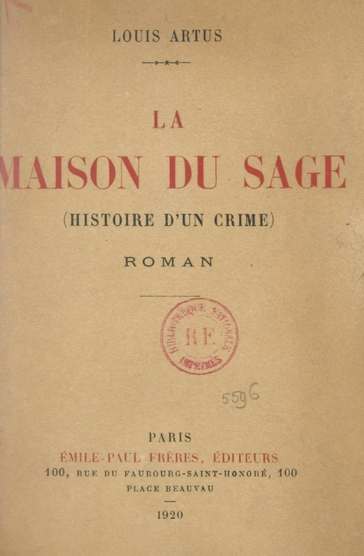 La maison du sage - Louis Artus - FeniXX réédition numérique