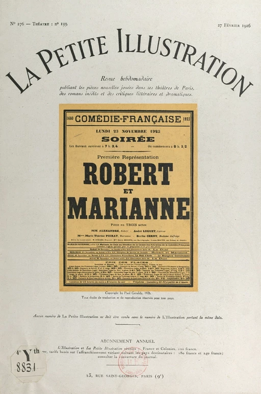 Robert et Marianne - Paul Géraldy - FeniXX réédition numérique