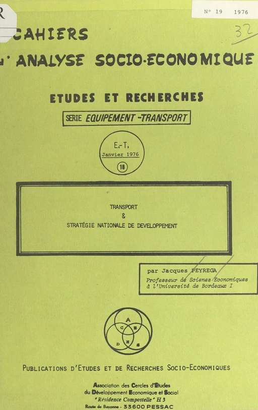 Transport et stratégie nationale de développement - Jacques Peyrega - FeniXX réédition numérique