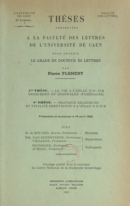 La vie à l'Oflag II D-II B, Gross-Born et Arnswalde (Poméranie). Suivi de Pratique religieuse et vitalité chrétienne à l'Oflag II D-II B