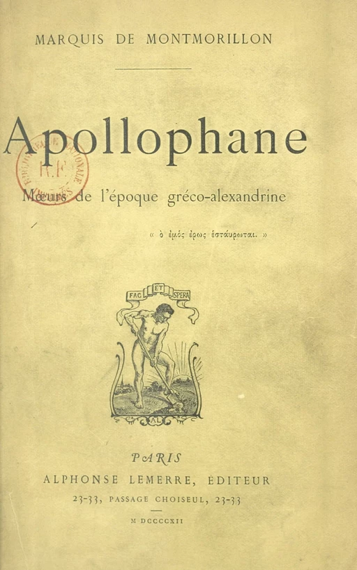 Apollophane - Ranulf de Montmorillon - FeniXX réédition numérique