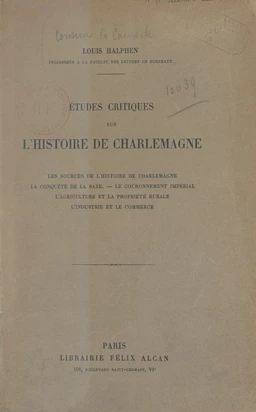 Études critiques sur l'histoire de Charlemagne