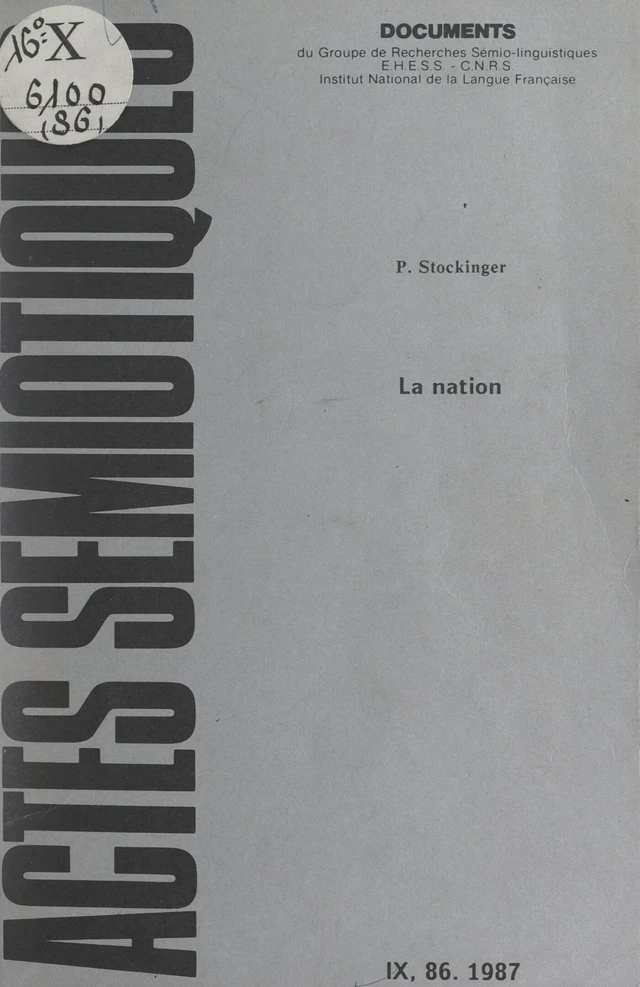 La nation - Peter STOCKINGER - FeniXX réédition numérique