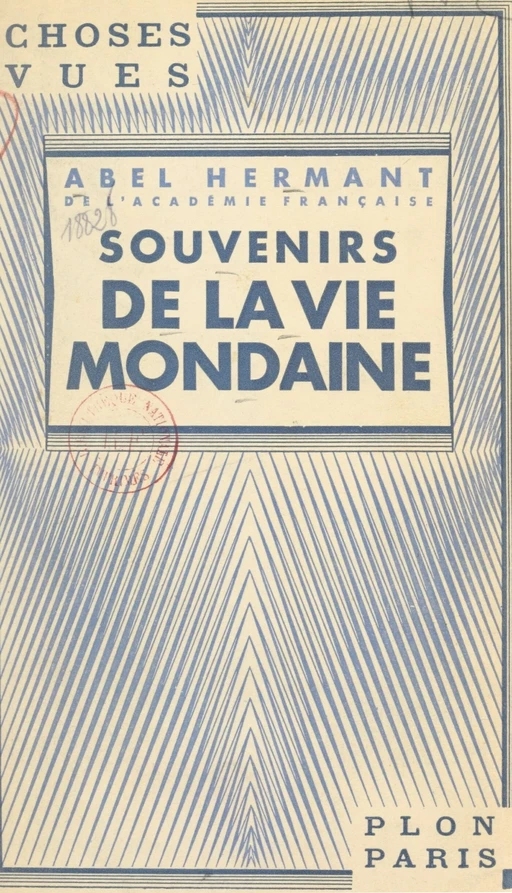 Souvenirs de la vie mondaine - Abel Hermant - FeniXX réédition numérique