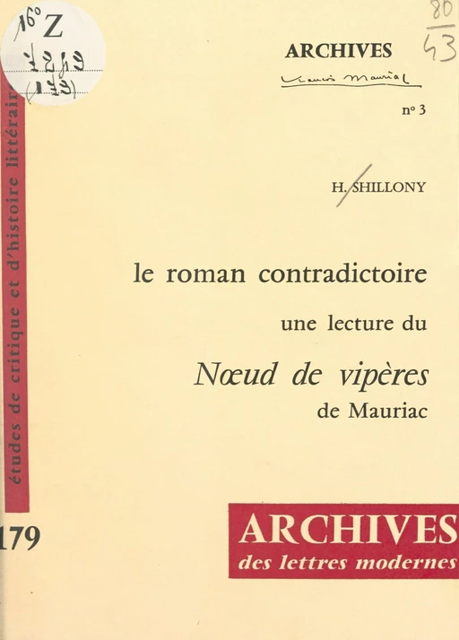 Le roman contradictoire - Helena Shillony - FeniXX réédition numérique