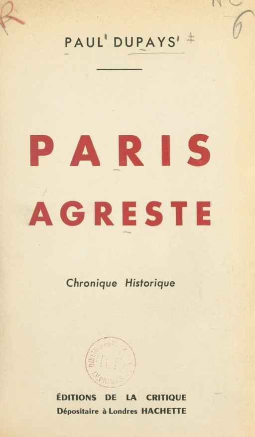 Paris agreste - Paul Dupays - FeniXX réédition numérique