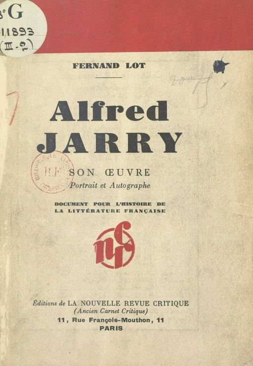 Alfred Jarry - Fernand Lot - FeniXX réédition numérique