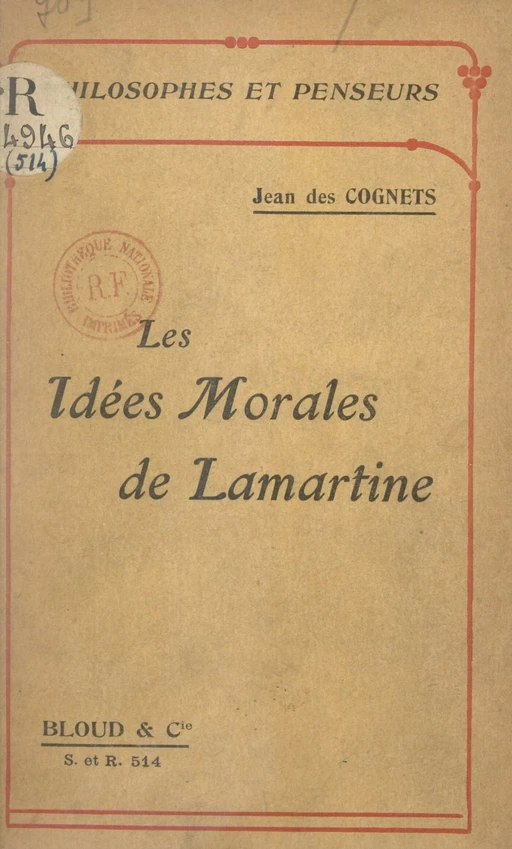 Les idées morales de Lamartine - Jean des Cognets - FeniXX réédition numérique