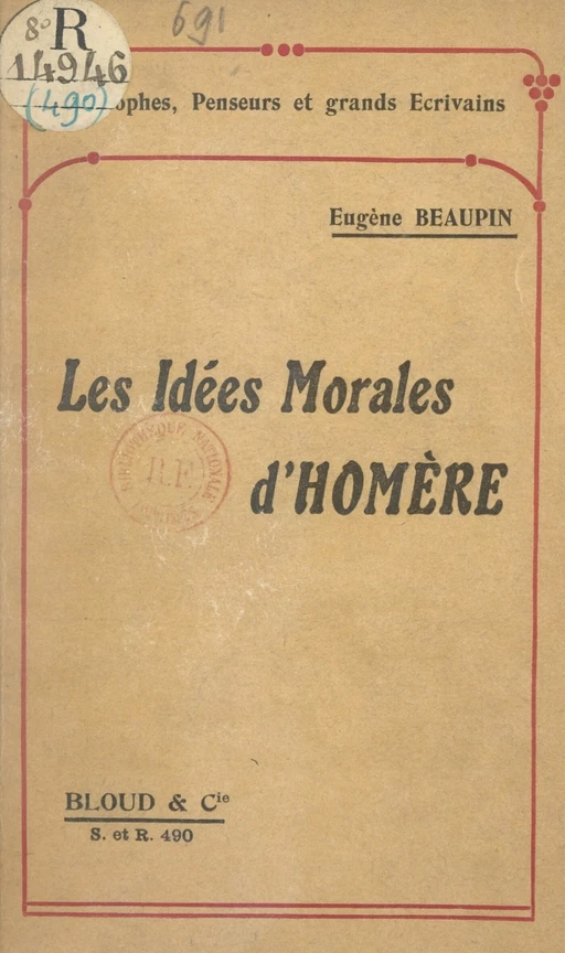 Les idées morales d'Homère - Eugène Beaupin - FeniXX réédition numérique