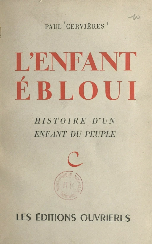 L'enfant ébloui - Paul Cervières - FeniXX réédition numérique