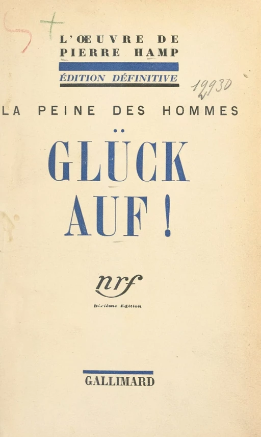 La peine des hommes. Glück auf ! - Pierre Hamp - FeniXX réédition numérique