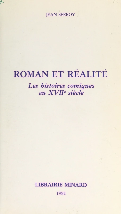 Roman et réalité - Jean Serroy - FeniXX réédition numérique