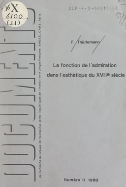 La fonction de l'admiration dans l'esthétique du XVIIe siècle : à propos de la "Charité romaine" dans La Manne de Poussin