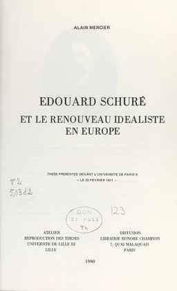 Édouard Schuré et le renouveau idéaliste en Europe