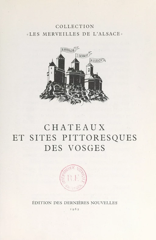 Châteaux et sites pittoresques des Vosges - Robert Redslob - FeniXX réédition numérique