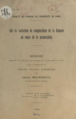 Sur la variation de composition de la banane au cours de la maturation