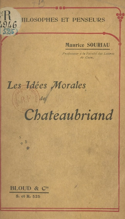 Les idées morales de Chateaubriand - Maurice Souriau - FeniXX réédition numérique