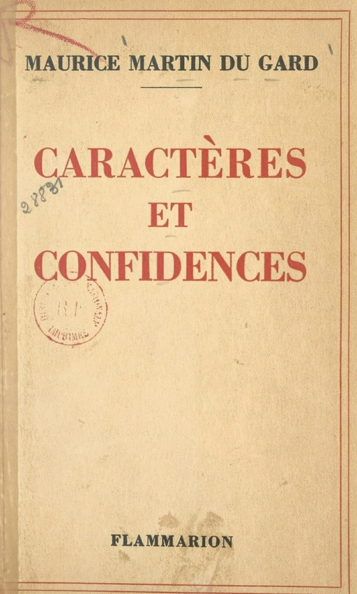 Caractères et confidences - Maurice Martin du Gard - FeniXX réédition numérique