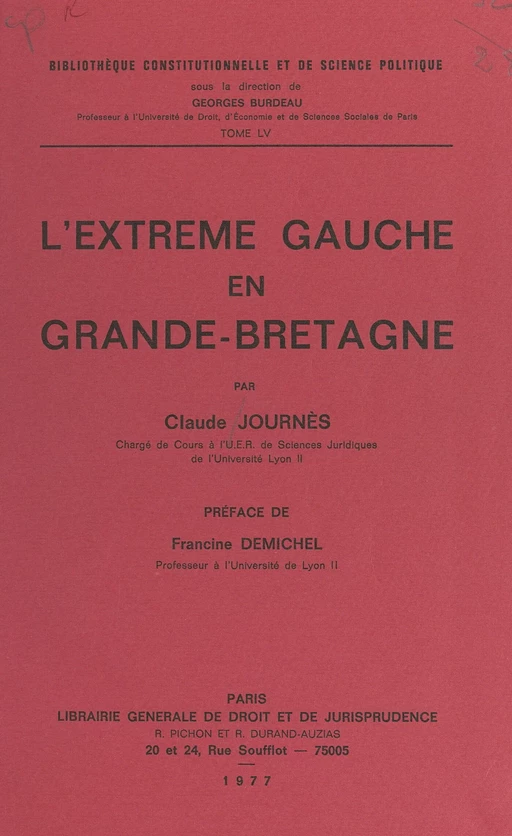 L'extrême Gauche en Grande-Bretagne - Claude Journès - FeniXX réédition numérique