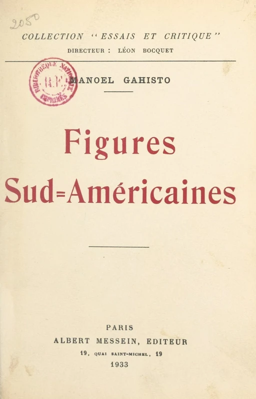 Figures sud-américaines - Manoel Gahisto - FeniXX réédition numérique