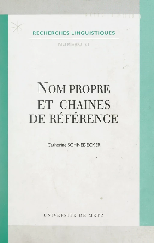 Nom propre et chaines de référence - Catherine Schnedecker - FeniXX réédition numérique