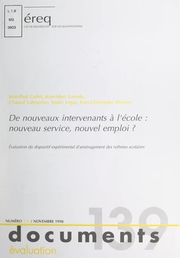 De nouveaux intervenants à l'École : nouveau service, nouvel emploi ?