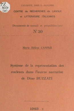 Système de la représentation des couleurs dans l'œuvre narrative de Dino Buzzati