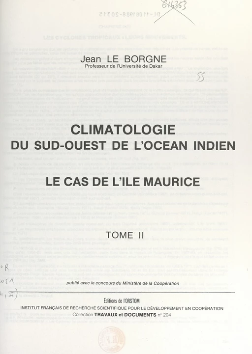 Climatologie du Sud-Ouest de l'océan Indien : le cas de l'île Maurice (2) - Jean Le Borgne - FeniXX réédition numérique