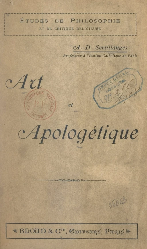 Art et apologétique - Antonin-Dalmace Sertillanges - FeniXX réédition numérique