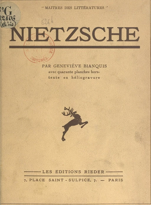 Nietzsche - Geneviève Bianquis - FeniXX réédition numérique