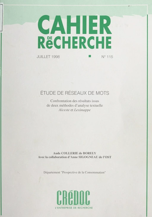 Étude de réseaux de mots - Aude Collerie de Borely - FeniXX réédition numérique