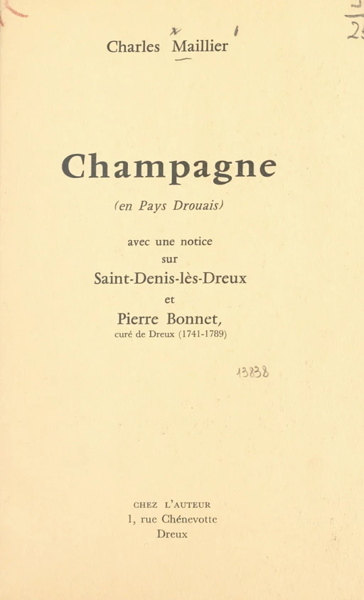 Champagne (en Pays Drouais) - Charles Maillier - FeniXX réédition numérique