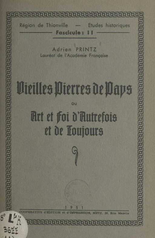 Vieilles pierres de pays - Adrien Printz - FeniXX réédition numérique