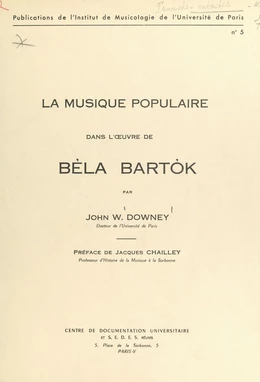La musique populaire dans l'œuvre de Béla Bartók
