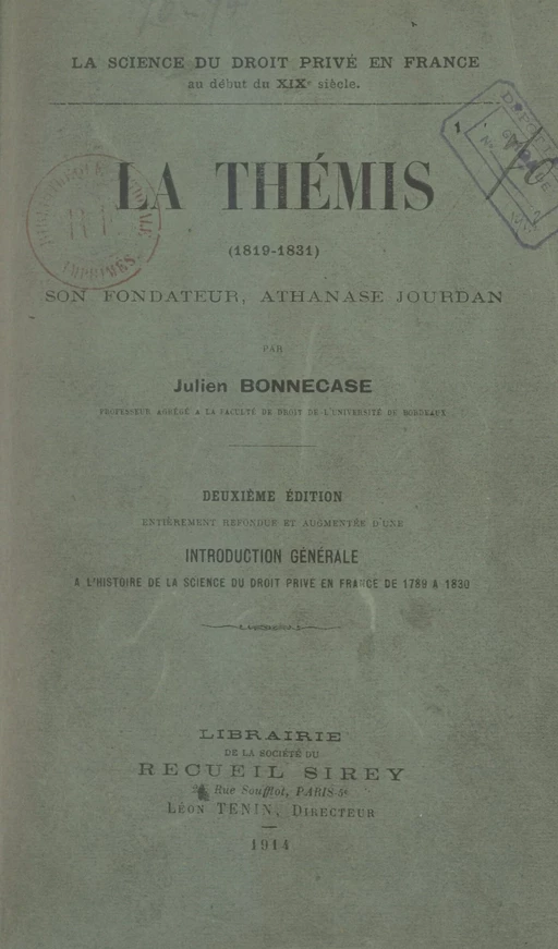 La Thémis, 1819-1831 - Julien Bonnecase - FeniXX réédition numérique