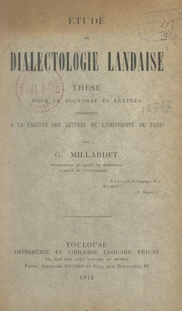 Petit atlas linguistique d'une région des Landes