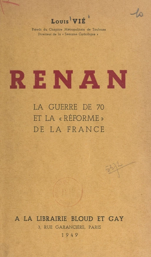 Renan - Louis Vié - FeniXX réédition numérique